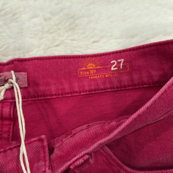 NWT Faherty Women's Pink Raw Edge Sun washed Denim Shorts size 27 - Picture 4 of 5